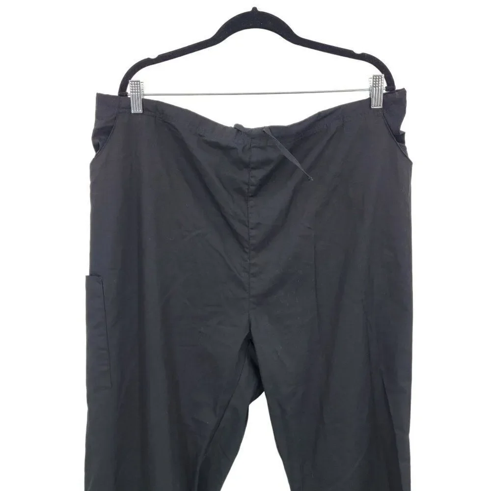 Dickies Black 2X TL Work Pant Elastic Drawstring Waist Pocket Lightweight Cotton